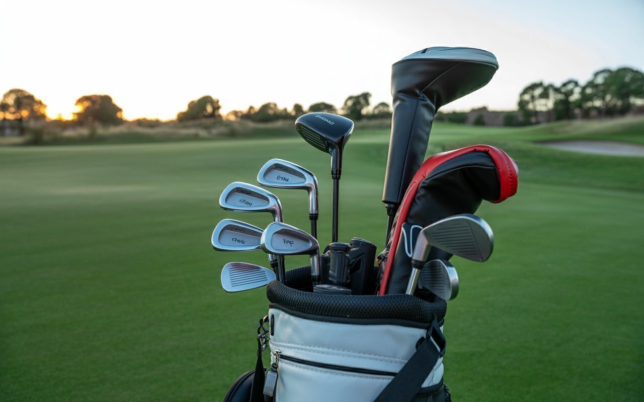 Golf Clubs in Bag at Sunset - Free Download 4K
