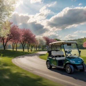 Golf Cart on Course Wallpaper - Free Download 4K