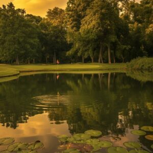 Golf Course Sunset Lake Wallpaper - Free Download 4K