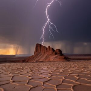 Lightning Desert Storm Wallpaper - Free Download 4K