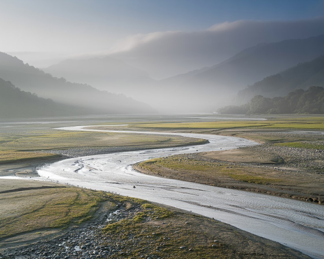 Misty River Valley Wallpaper - Free Nature 4K