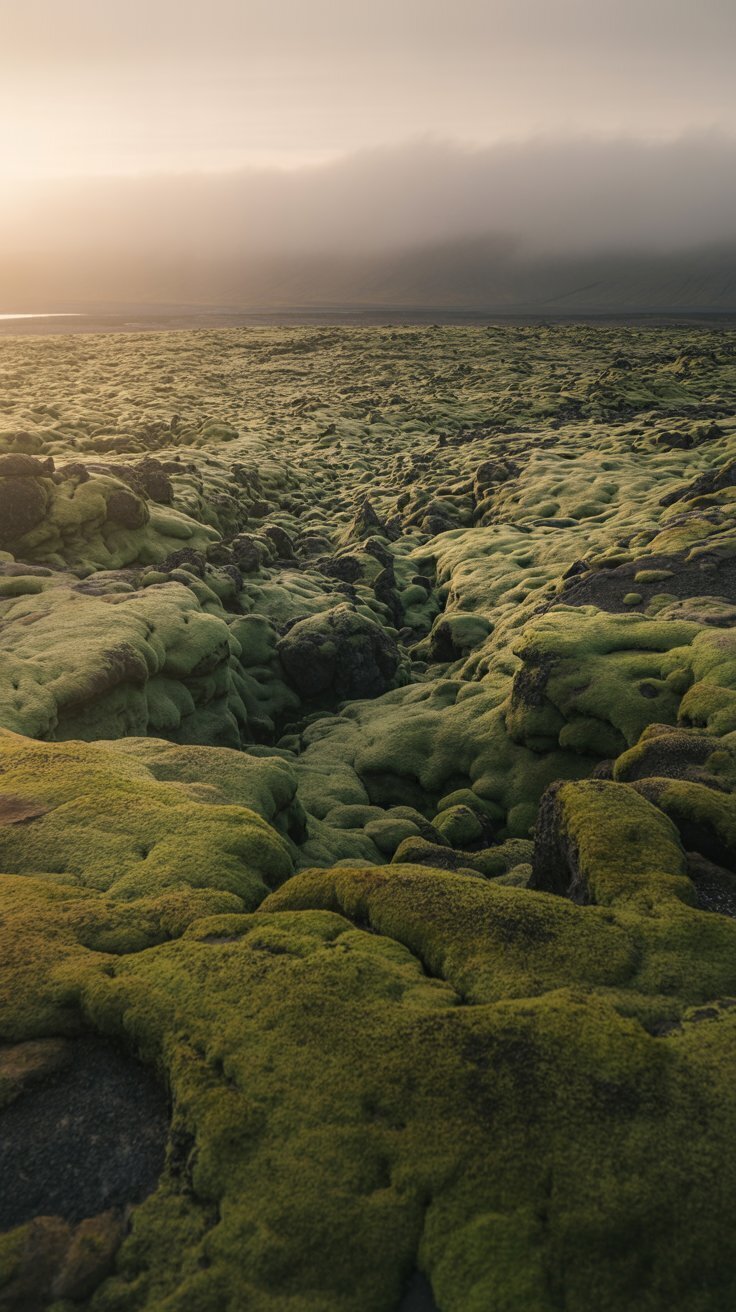 Free Sunlit Moss Volcanic Landscape Iceland 4K