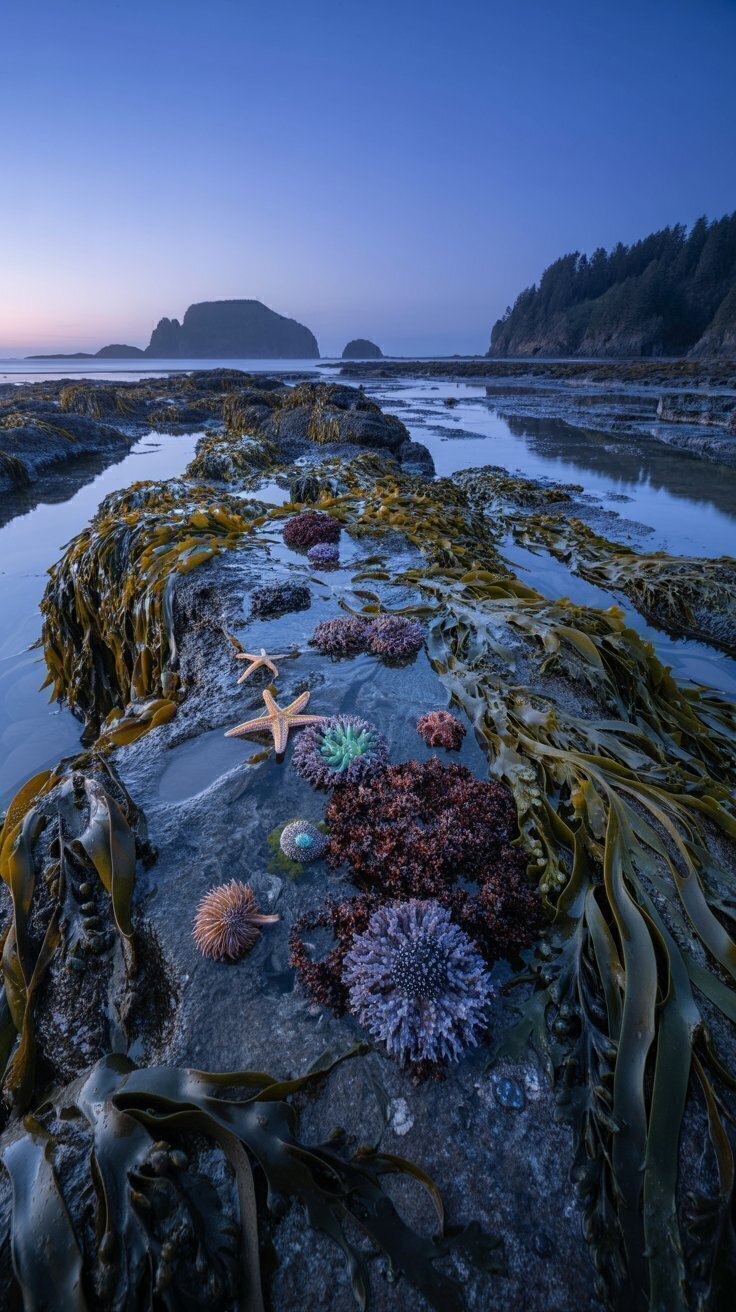 Free Tide Pool Seascape with Starfish & Kelp 4K