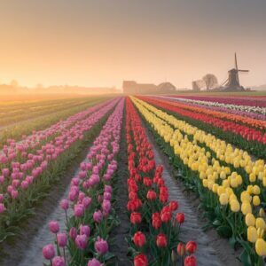 Tulip Fields Holland Wallpaper - Sunrise 4K Landscape