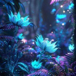 Free Phone Wallpaper Mystical Glowing Neon Flowers Bokeh Dark Fantasy