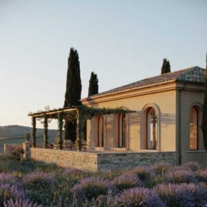 Tuscan Villa with Lavender Fields, Pergola, and Rolling Landscape Views