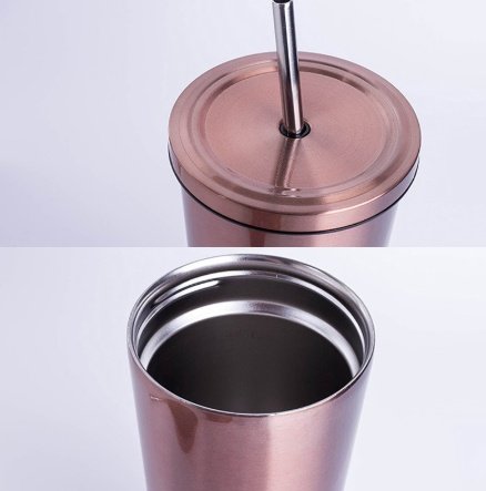 500ML Stainless Steel Empty Tumbler Coffee Cup Mug with Straw Lids Drinking Bottles - Image 3