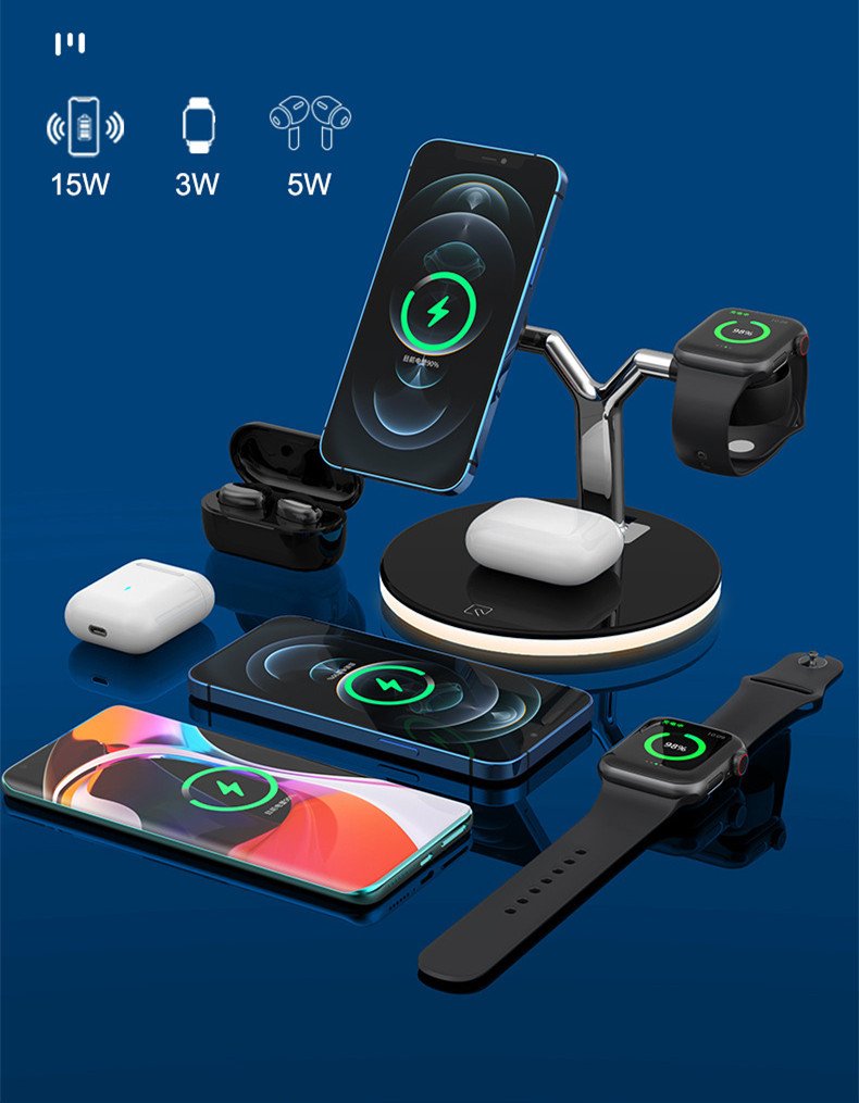 3 In 1 Magnetic Wireless Charger Stand Watch 15W Fast Charging Dock Station For Earbuds Pro - Image 4