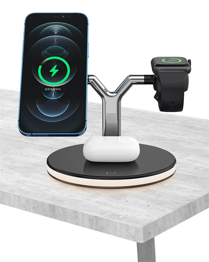 3 In 1 Magnetic Wireless Charger Stand Watch 15W Fast Charging Dock Station For Earbuds Pro - Image 3