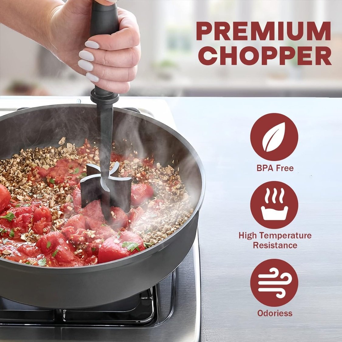 Meat Chopper, Hamburger Grinder, Premium Heat Resistant Smasher For Ground Beef, Burger Grinder Nylon Potato Mix Tool - Image 3