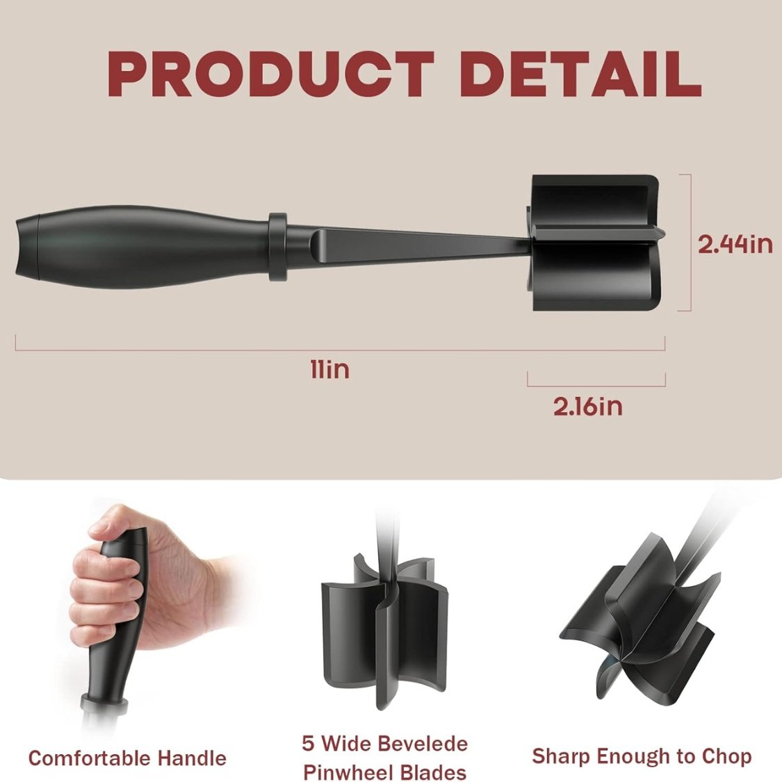 Meat Chopper, Hamburger Grinder, Premium Heat Resistant Smasher For Ground Beef, Burger Grinder Nylon Potato Mix Tool - Image 6