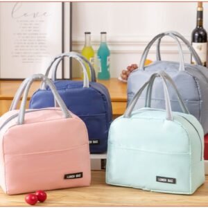 Solid Color Thickened Insulated Lunch Tote Bag, Portable Thermal Cooler Lunch Bag, Reusable Waterproof Food Carrier Bag, Leakproof Lunch Container Bag For Office Workers Students Picnic Travel