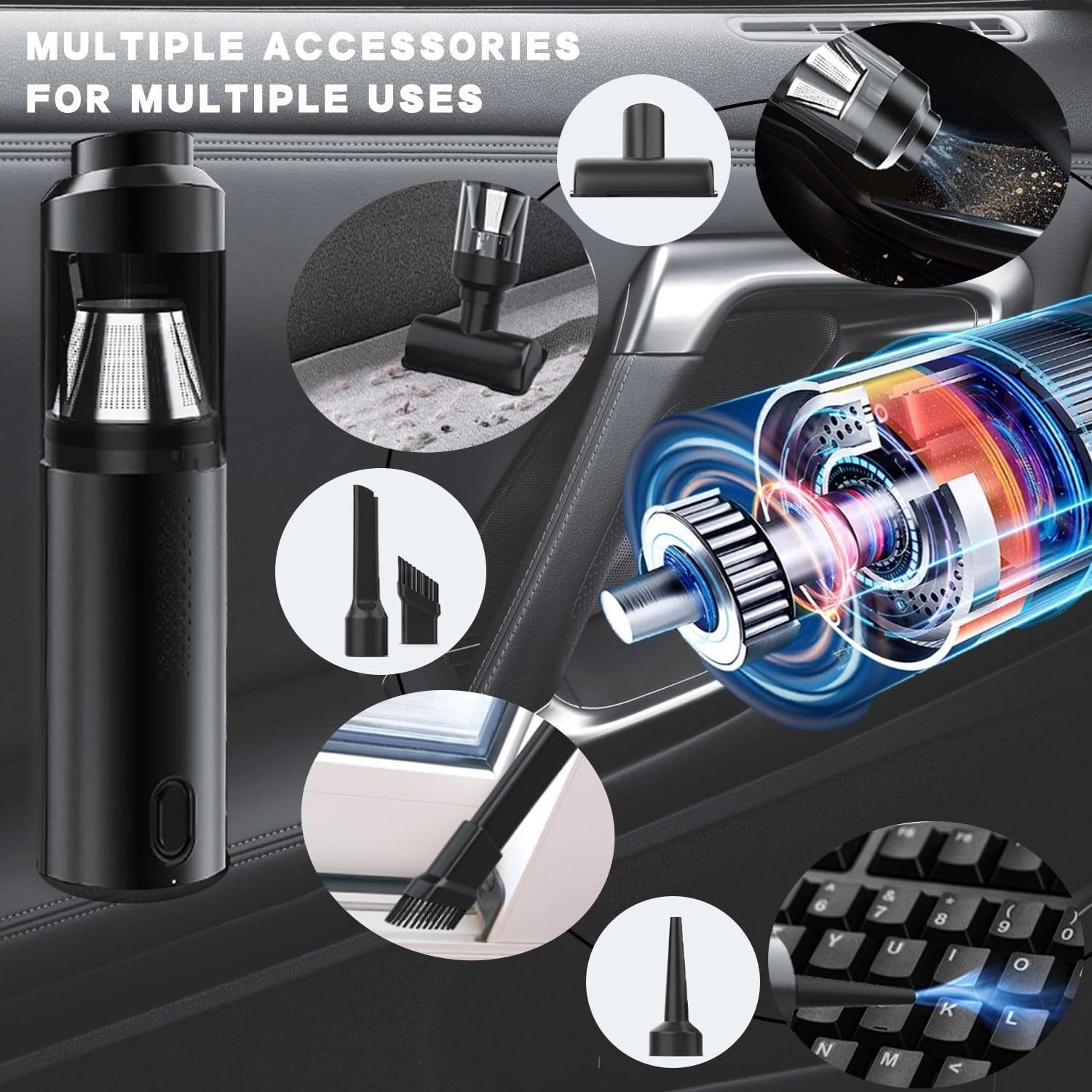 Brushless Car Vacuum Cleaner, 15000Pa, Cordless, 2 Speeds, Type-C Fast Charging, Handheld Car Home Portable Handheld Vacuum Cleaner - Image 6