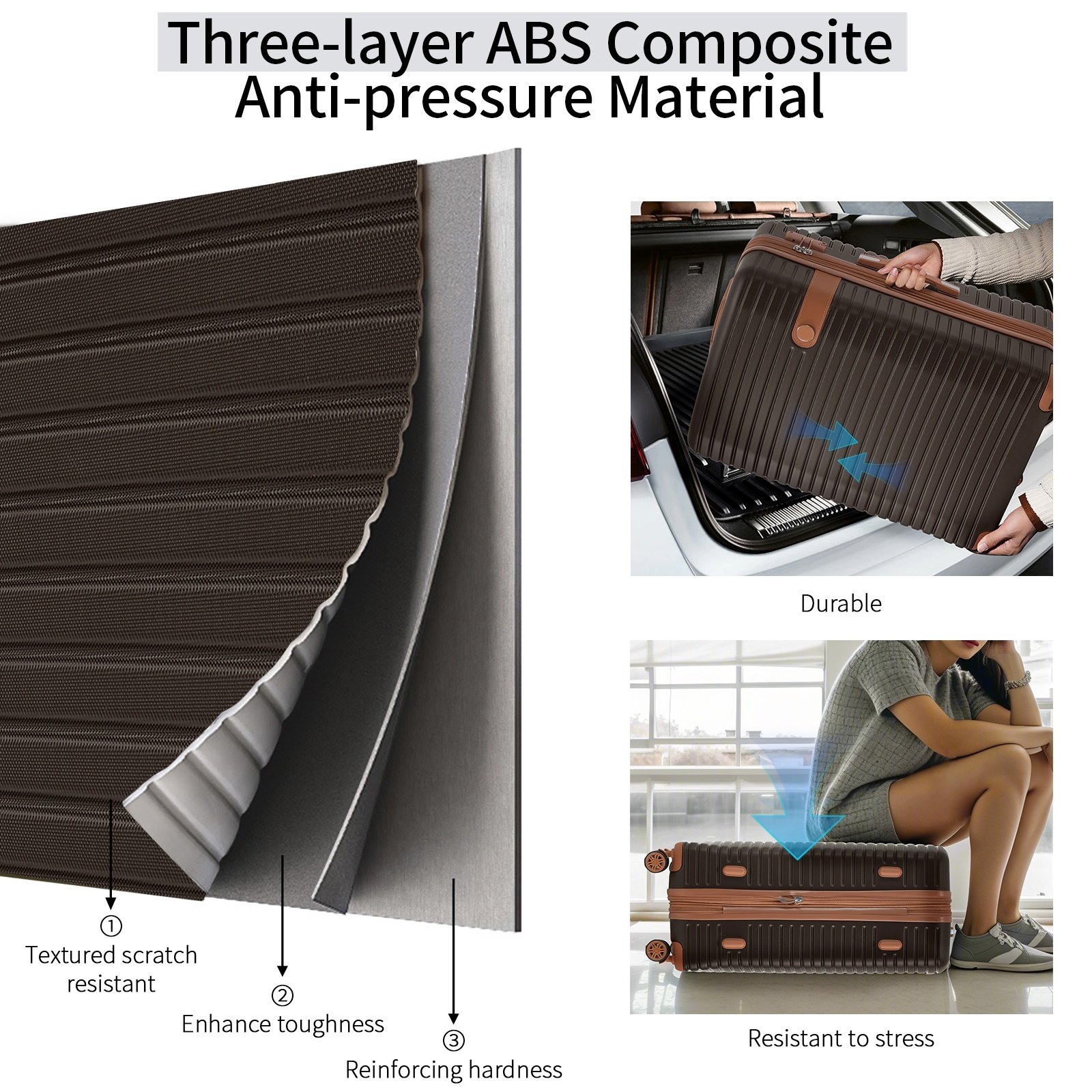 4 Piece Luggage Set Suitcase Set, ABS Hard Shell Lightweight Expandable Travel Luggage With 4 Packing Cubes, TSA Lock, Spinner Wheels For Men Women 16 20 24 28 - Image 5