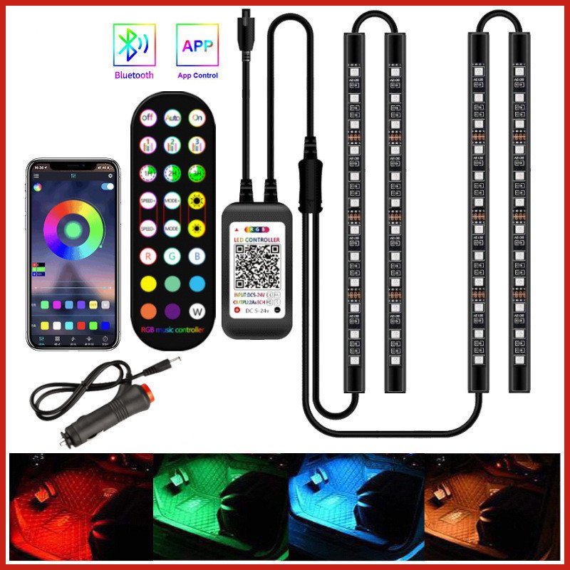 Styling Decorative Lamp LED Car Interior Light Waterproof Ambient Lamp Of Wireless Remote Music Control Car RGB Strip Lights - Image 3