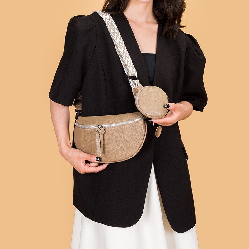 Leather Fashion Crossbody Bag Elegant Solid Colour Genuine Leather Fanny Packs For Women Stylish Belt Bag Female Waist Pack Ladies Crossbody Chest Bag - Image 8