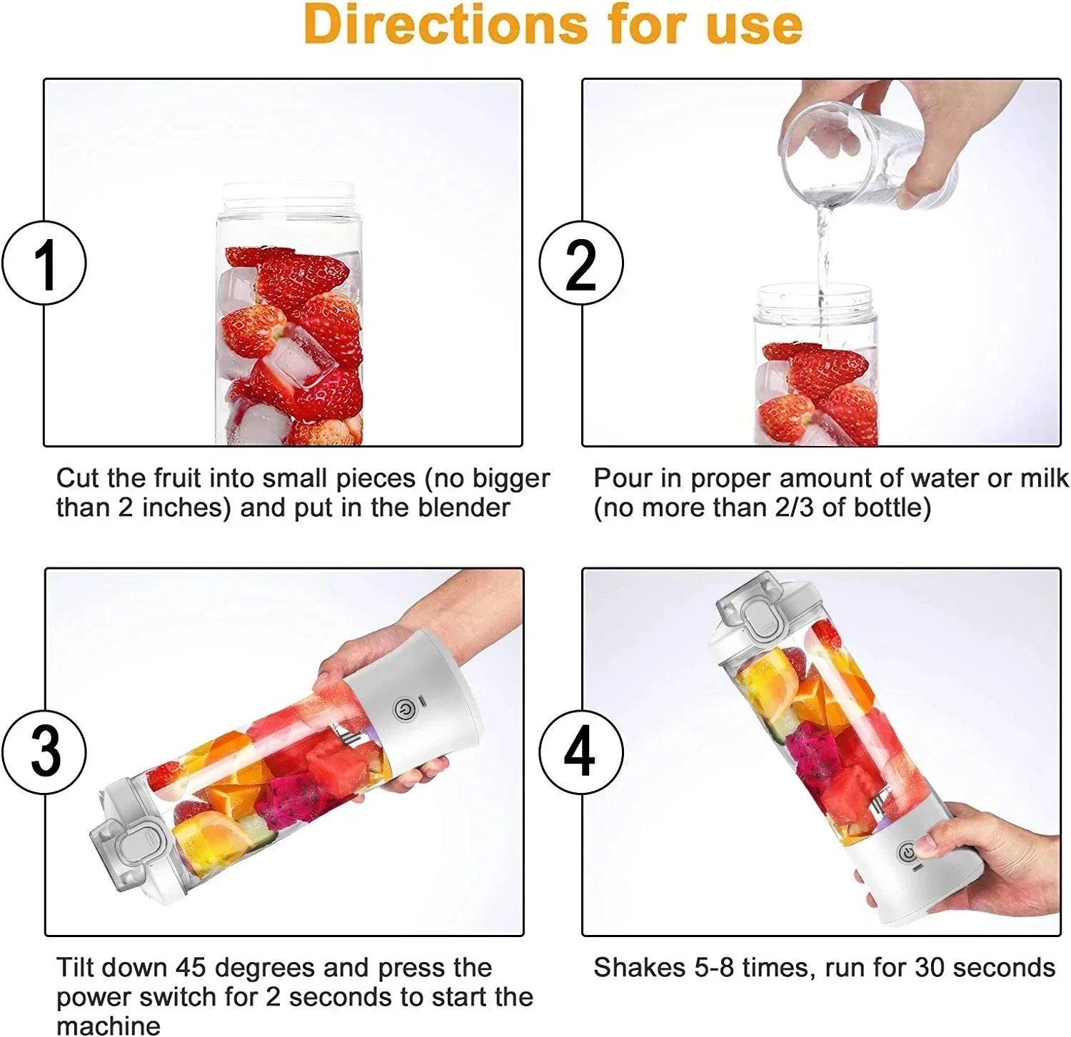 Portable Blender 600ML Electric Juicer Fruit Mixers 4000mAh USB Rechargeable Smoothie Mini Blender Personal Juicer Colorf - Image 5