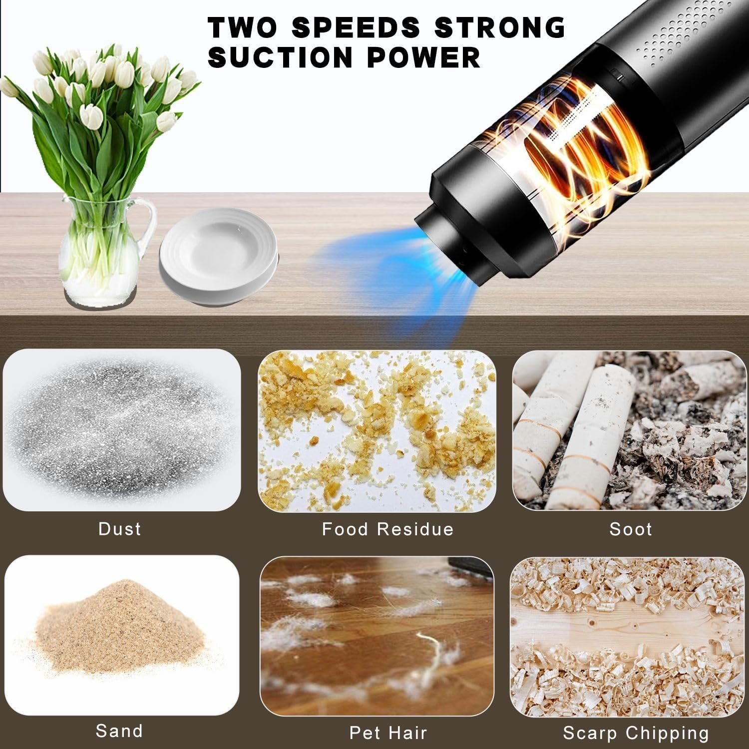 Brushless Car Vacuum Cleaner, 15000Pa, Cordless, 2 Speeds, Type-C Fast Charging, Handheld Car Home Portable Handheld Vacuum Cleaner - Image 4