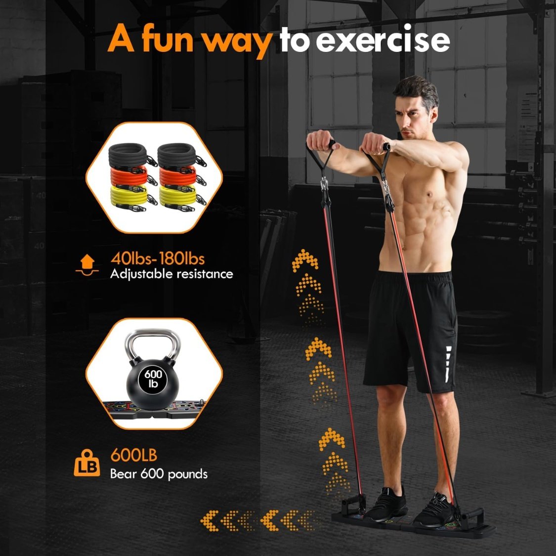 PUsh Up Board,Home Gym,Portable Exercise Equipment,Pilates Bar And 20 Fitness Accessories With Resistance Bands And Ab Roller Wheel,Full Body Workout - Image 6