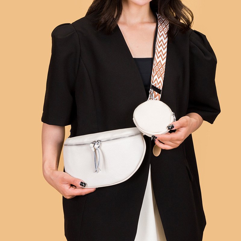 Leather Fashion Crossbody Bag Elegant Solid Colour Genuine Leather Fanny Packs For Women Stylish Belt Bag Female Waist Pack Ladies Crossbody Chest Bag - Image 6