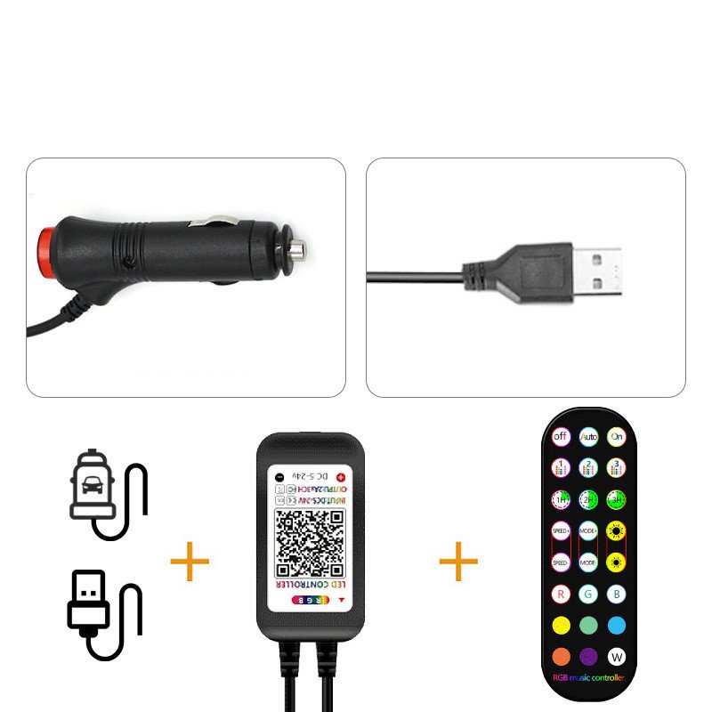 Styling Decorative Lamp LED Car Interior Light Waterproof Ambient Lamp Of Wireless Remote Music Control Car RGB Strip Lights - Image 5
