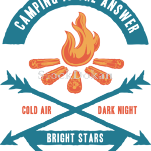 Camping Is the Answer – Campfire Badge Vector Design (Cold Air, Dark Night, Bright Stars)