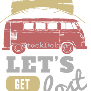 Let’s Get Lost Somewhere – Vintage Van Travel T-Shirt Design (AI, EPS, SVG, PNG)